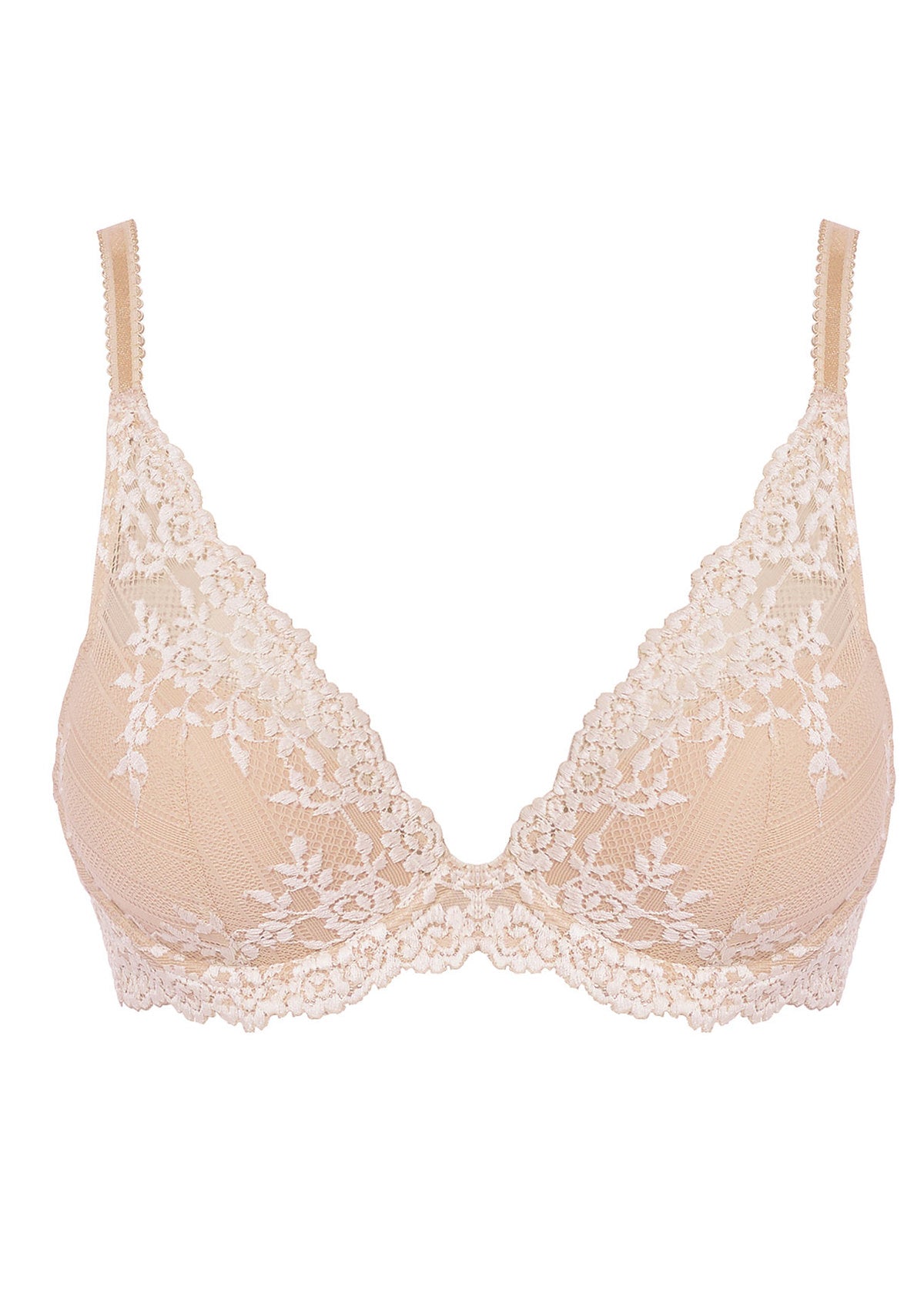 Wacoal Embrace Lace Naturally Nude / Ivory Plunge Underwire Bra