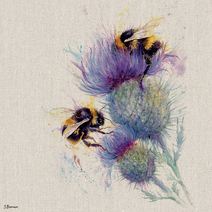 Pyramid Bees on a Thistle Canvas Print