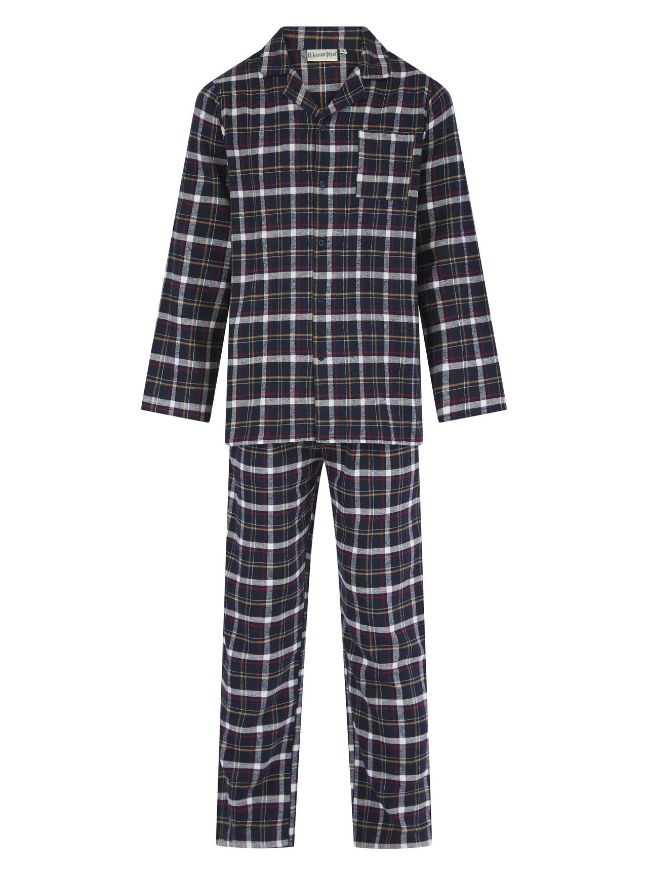 Walker Reid Brushed Check Print Woven Tailored Pyjama - Black