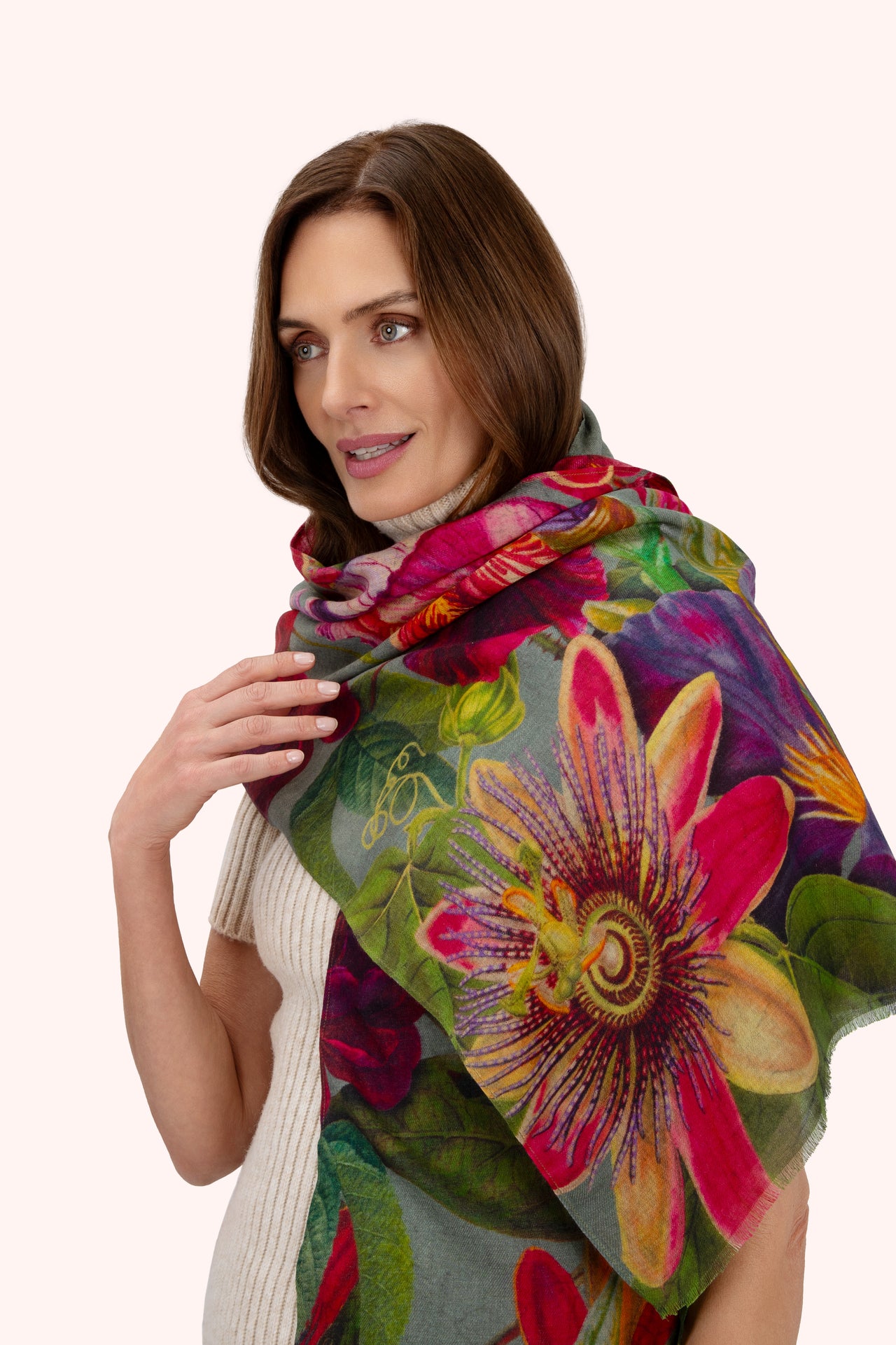 Powder Winter Iris Wool Wrap Scarf
