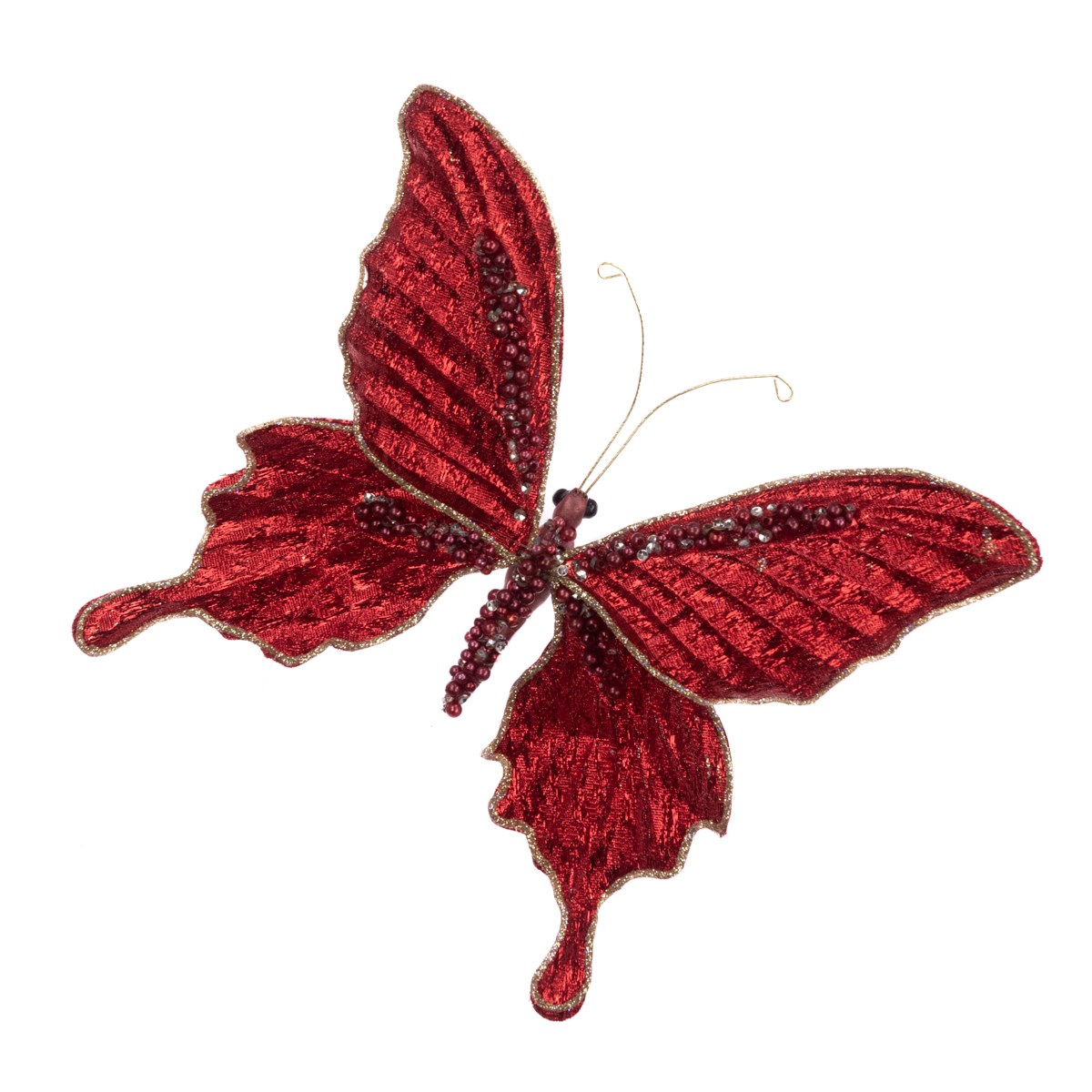 FloralSilk Beaded Metallic Butterfly Clip