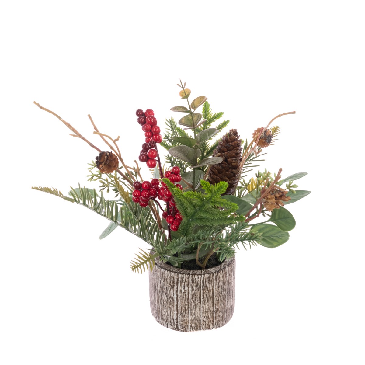 FloralSilk Berry W/Foliage Cones In Pot Slik