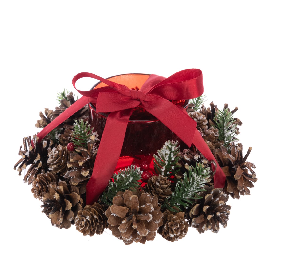 FloralSilk Pinecone Holder With Ribbon