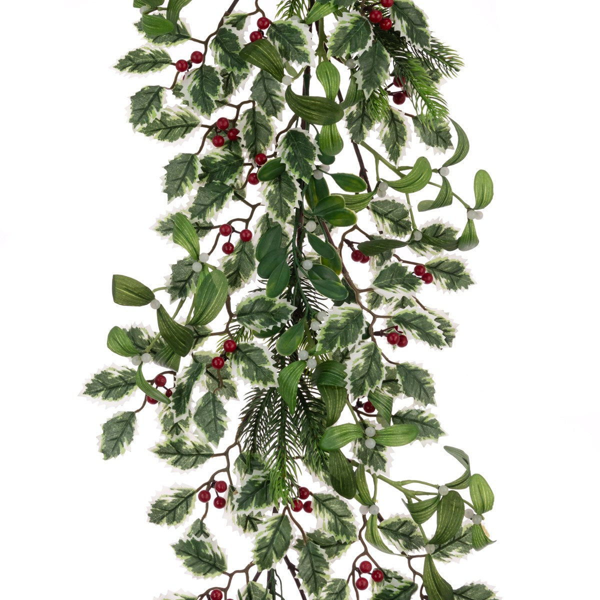 FloralSilk Holly & Mistletoe Garland