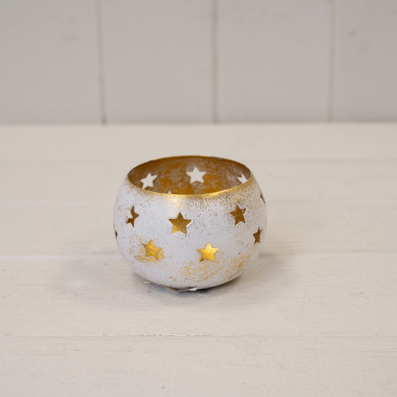 Satchville Gold Antique Votive With Star Design