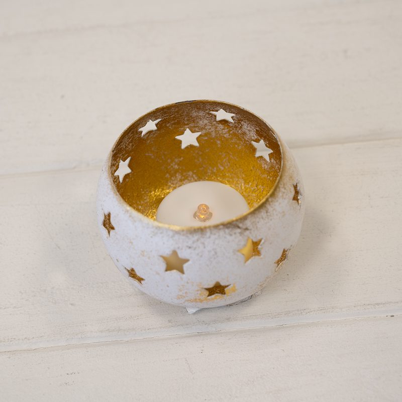 Satchville Gold Antique Votive With Star Design