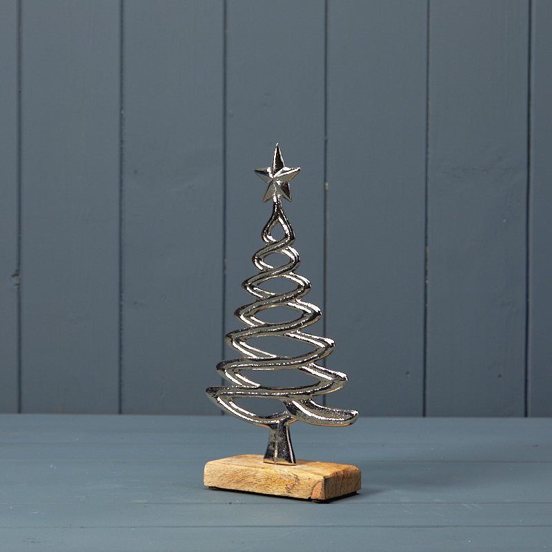 Satchville Silver Tree On Wooden Base