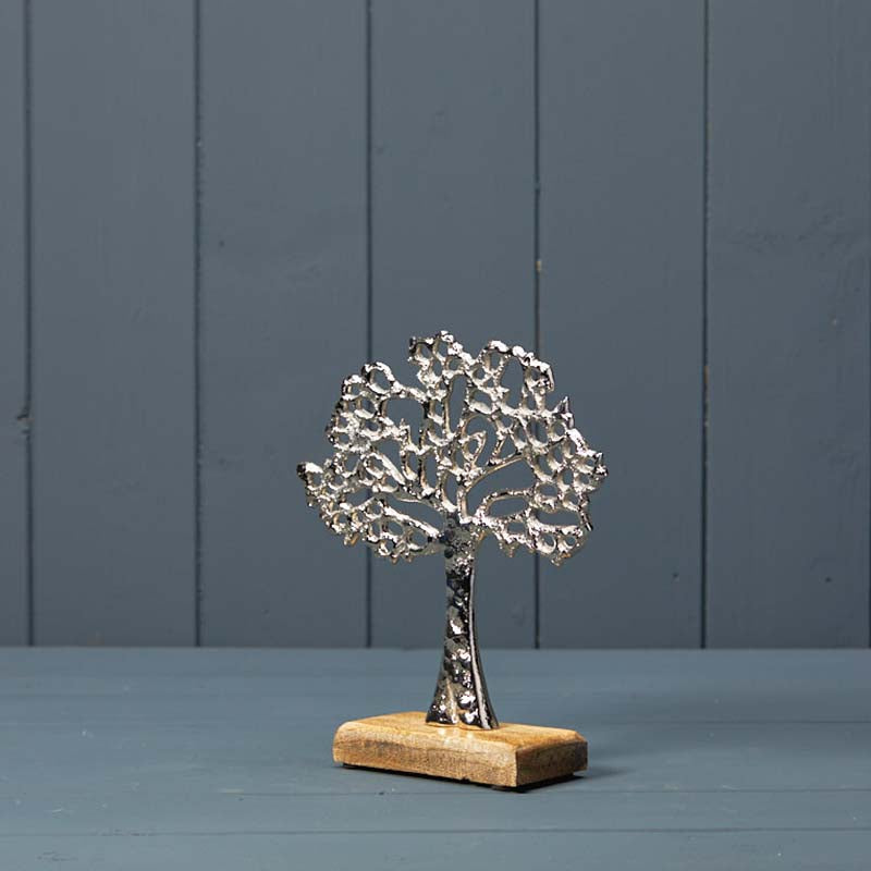 Satchville Silver Tree Of Life On Wooden Base