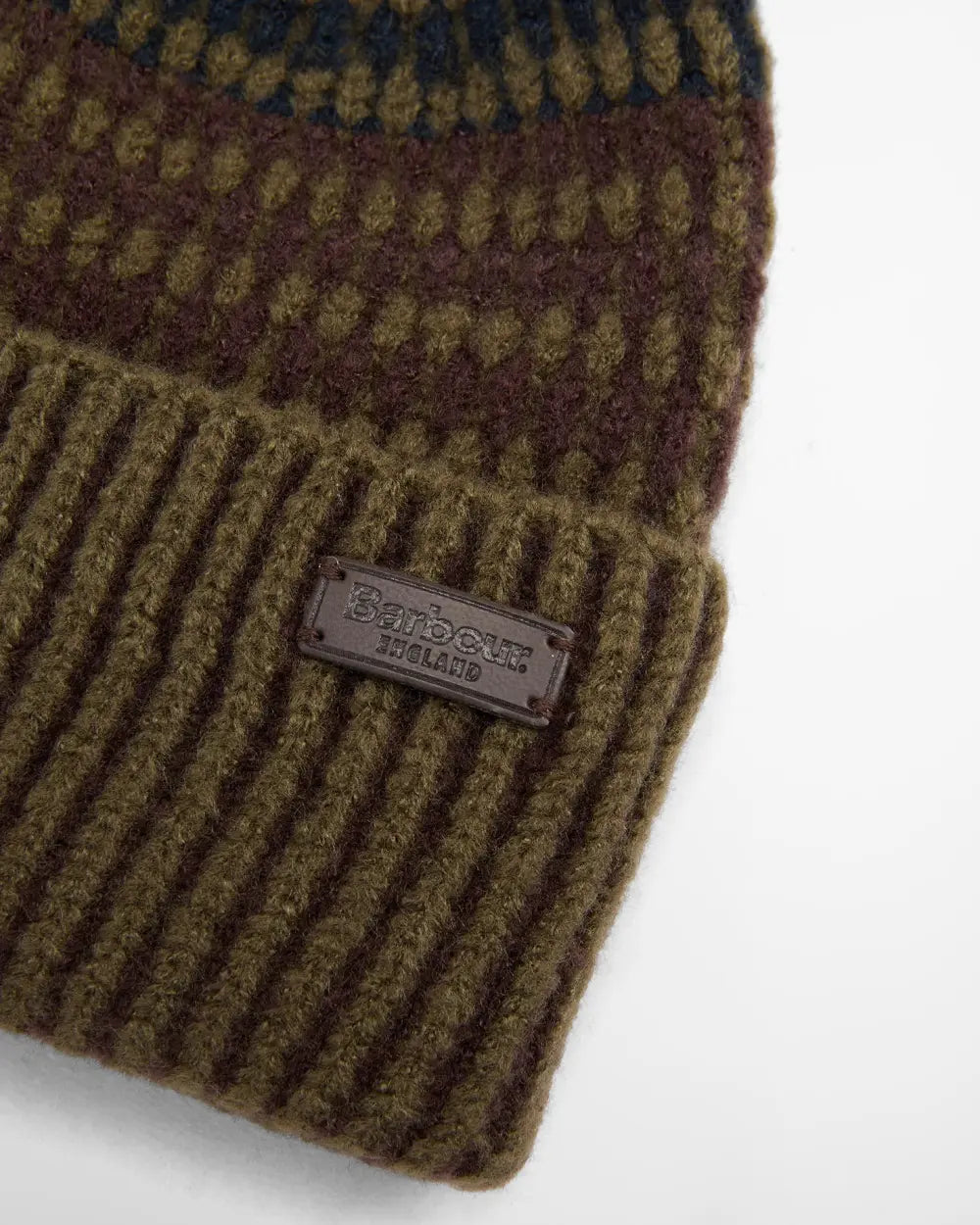 Barbour Harray Beanie Hat - Olive/Fired Brick