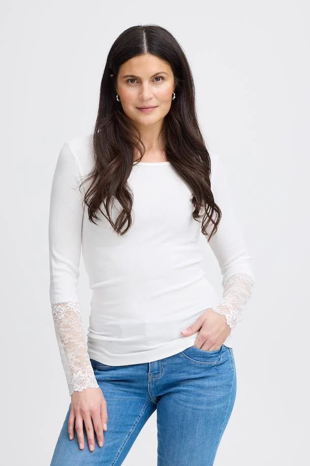 Fransa HIZAMOND Long Sleeve Top - Antique