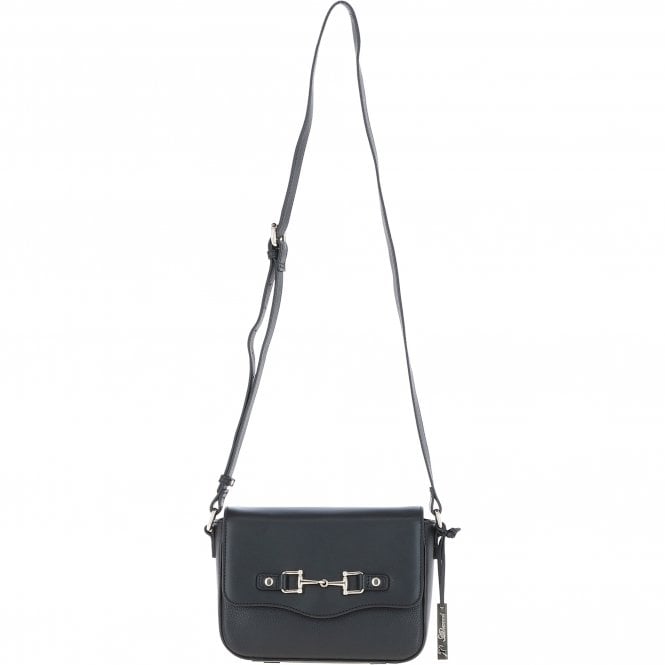 Ashwood Flap Over Leather Crossbody Bag - Black