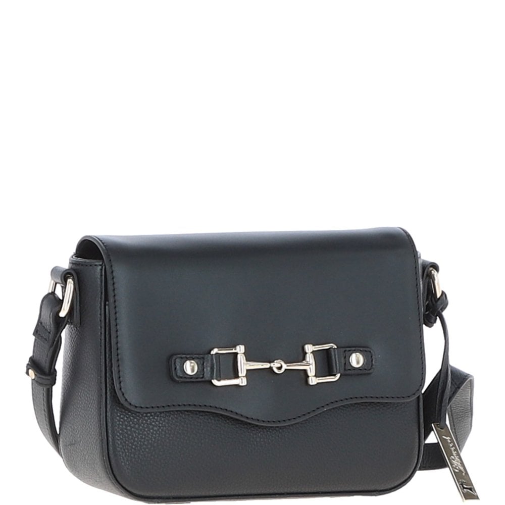 Ashwood Flap Over Leather Crossbody Bag - Black