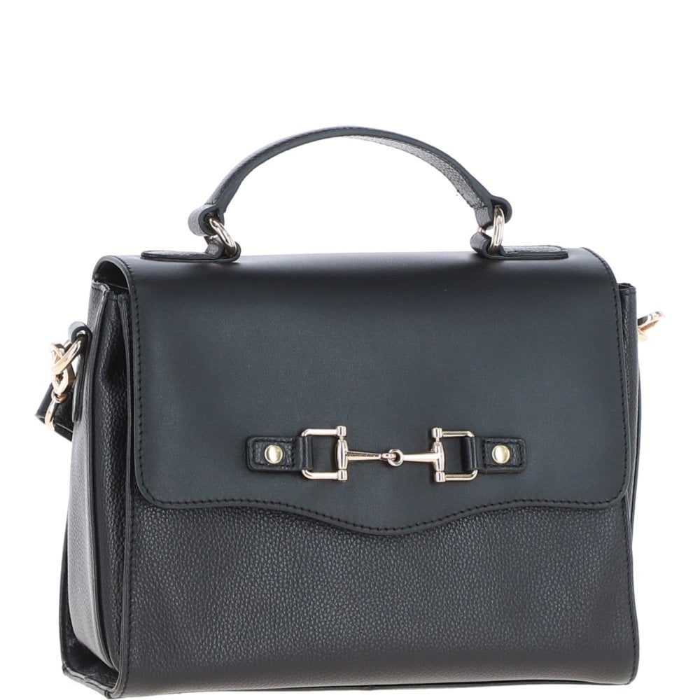 Ashwood Flap Over Leather Handbag - Black