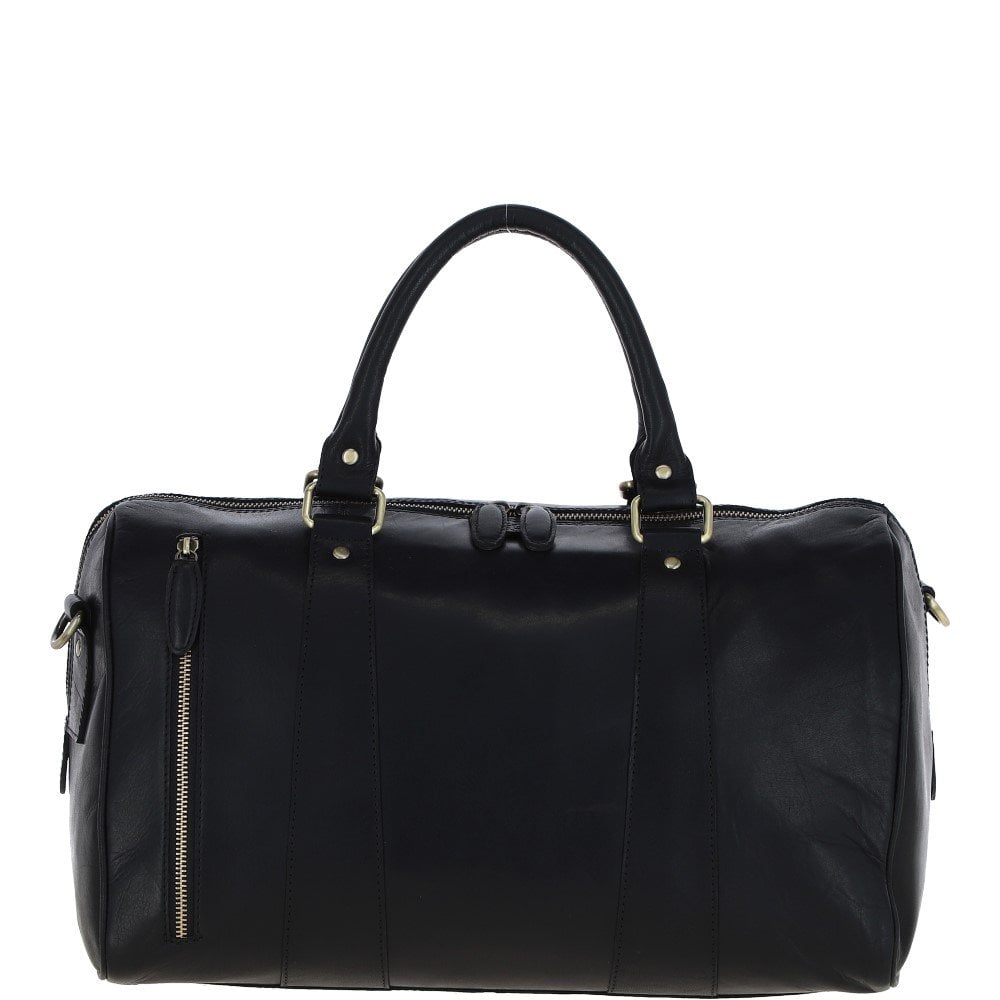 Ashwood T-76 Medium Leather Holdall - Black