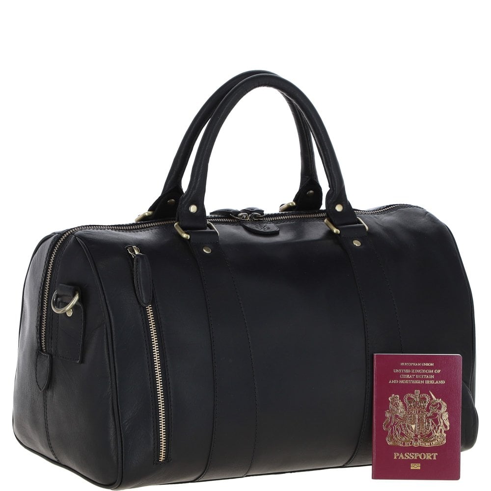 Ashwood T-76 Medium Leather Holdall - Black