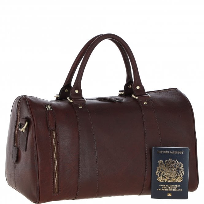 Ashwood T-76 Medium Leather Holdall - Chestnut/Tan