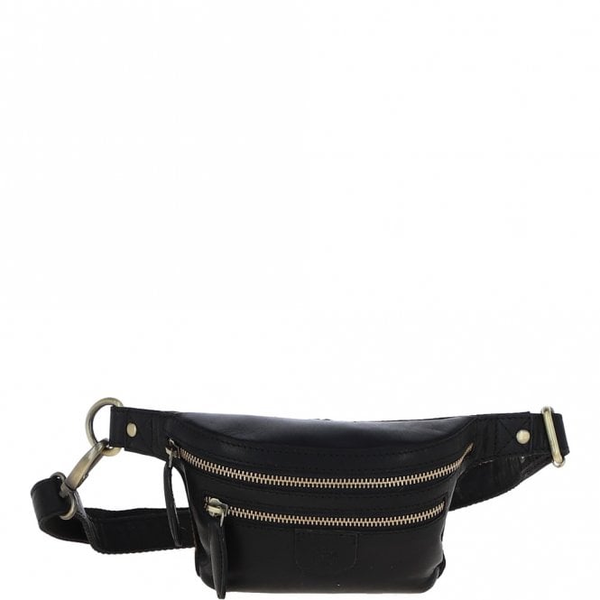 Ashwood T-74 Black Leather Bum Bag