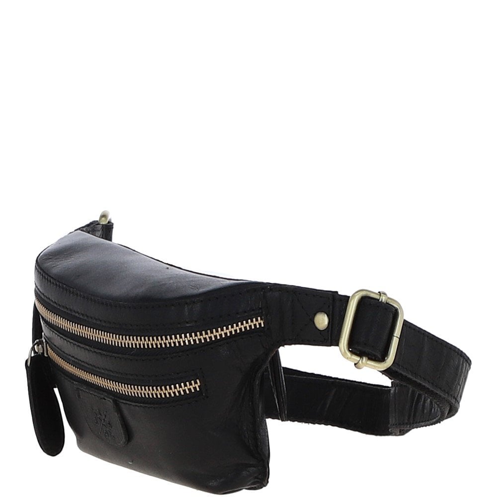 Ashwood T-74 Black Leather Bum Bag