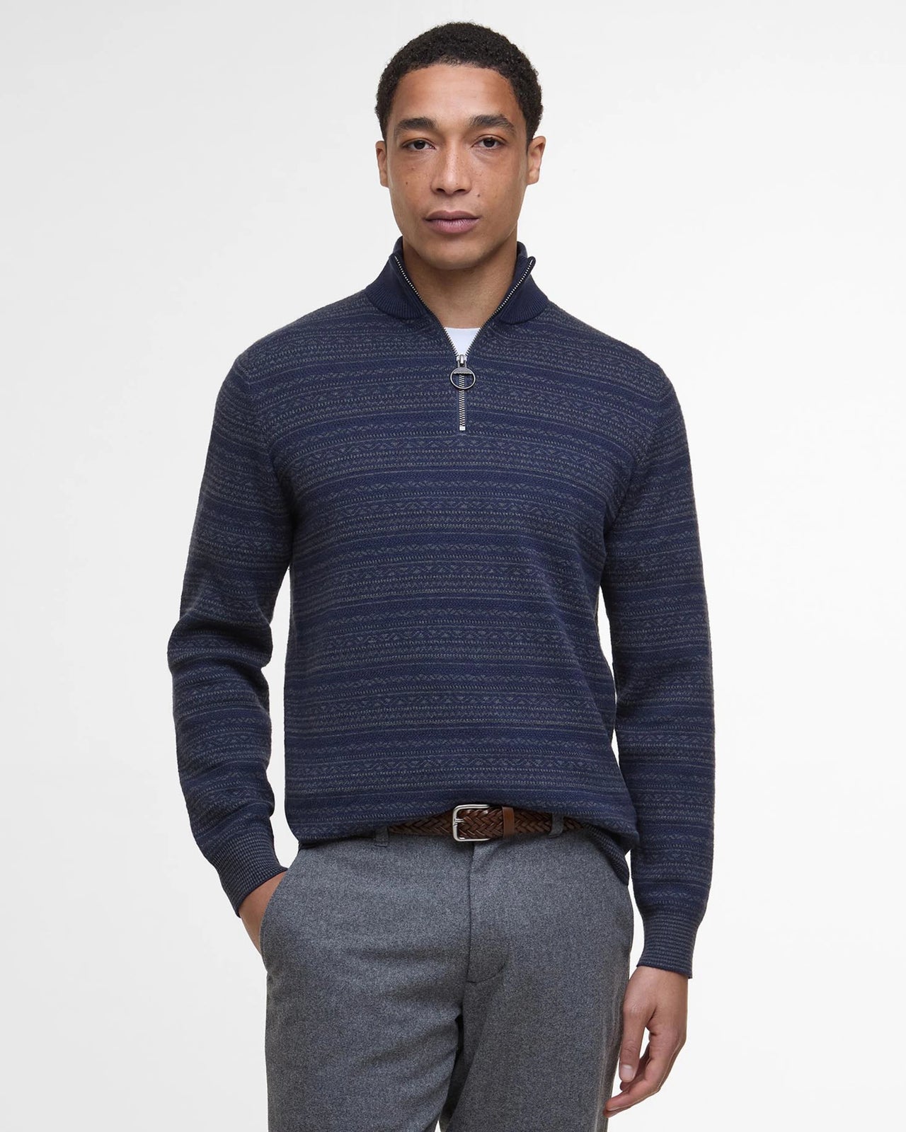 Barbour Dartfield Half Zip Knitted Jumper - Navy