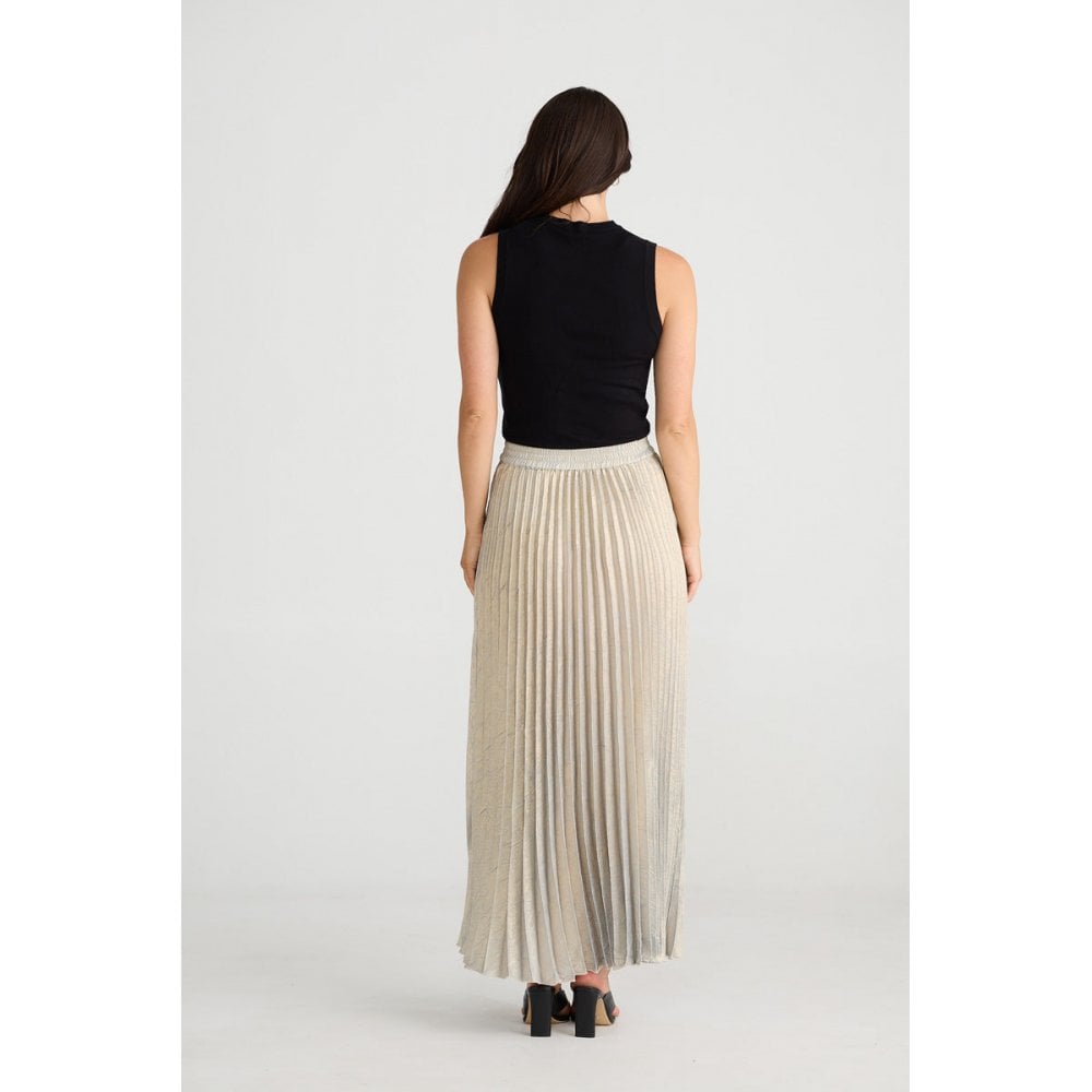 Brave & True Alias Pleated Champagne Skirt