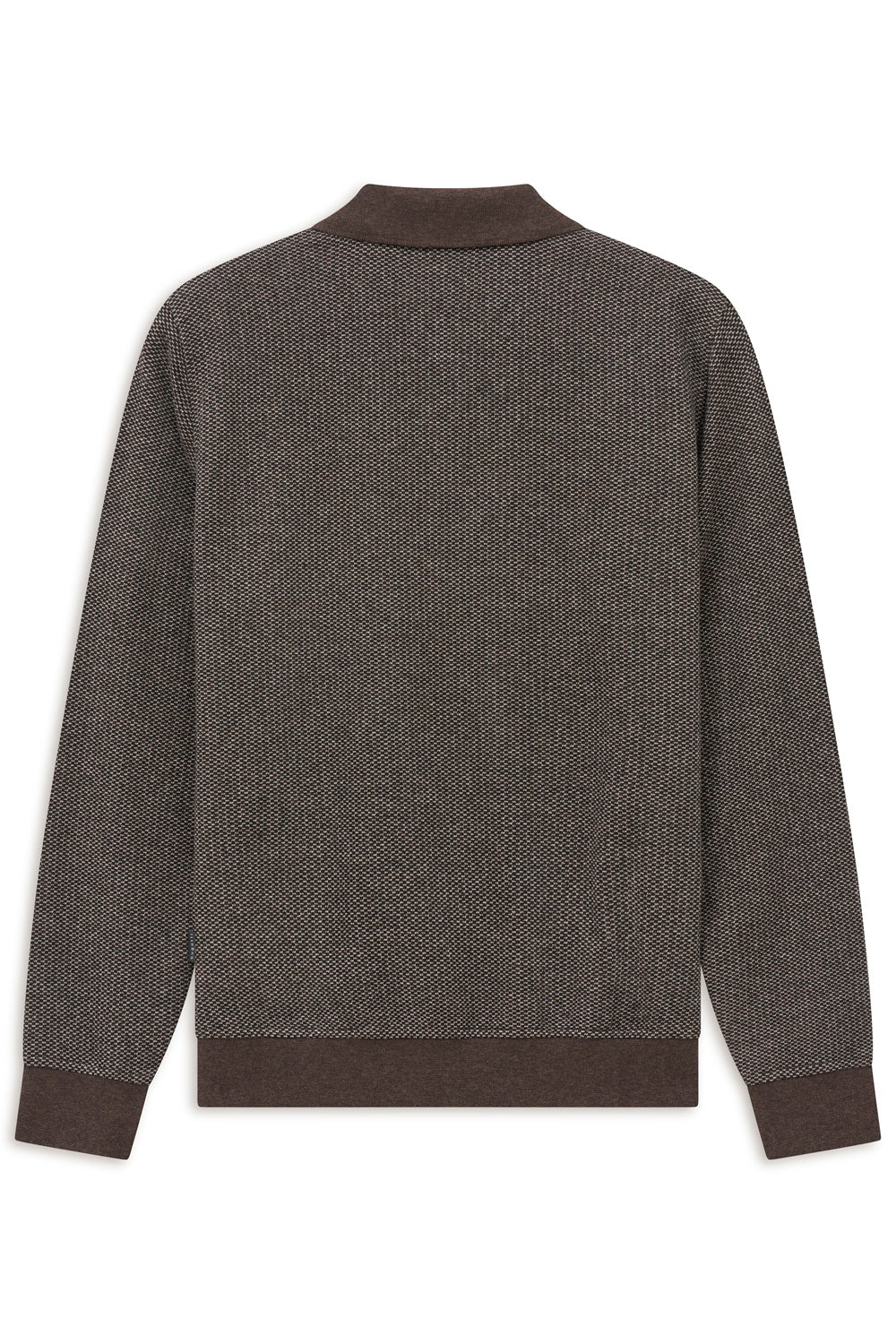 Bugatti Brown Textured Half Button Men's Sweatshirt
