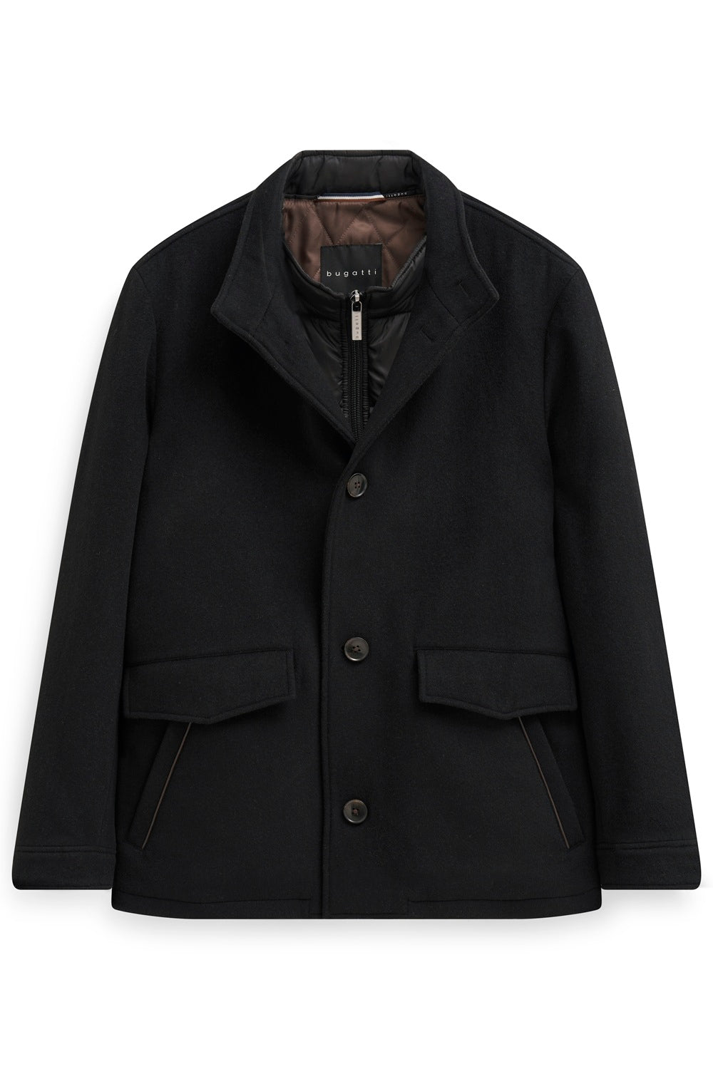 Bugatti Black Short Wool Mix Coat