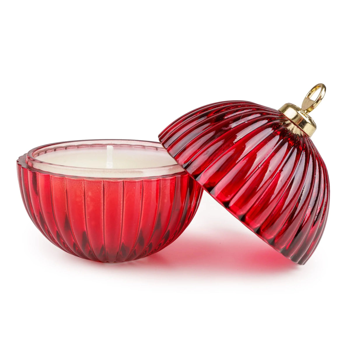 Small Bauble Glass Candle - Red