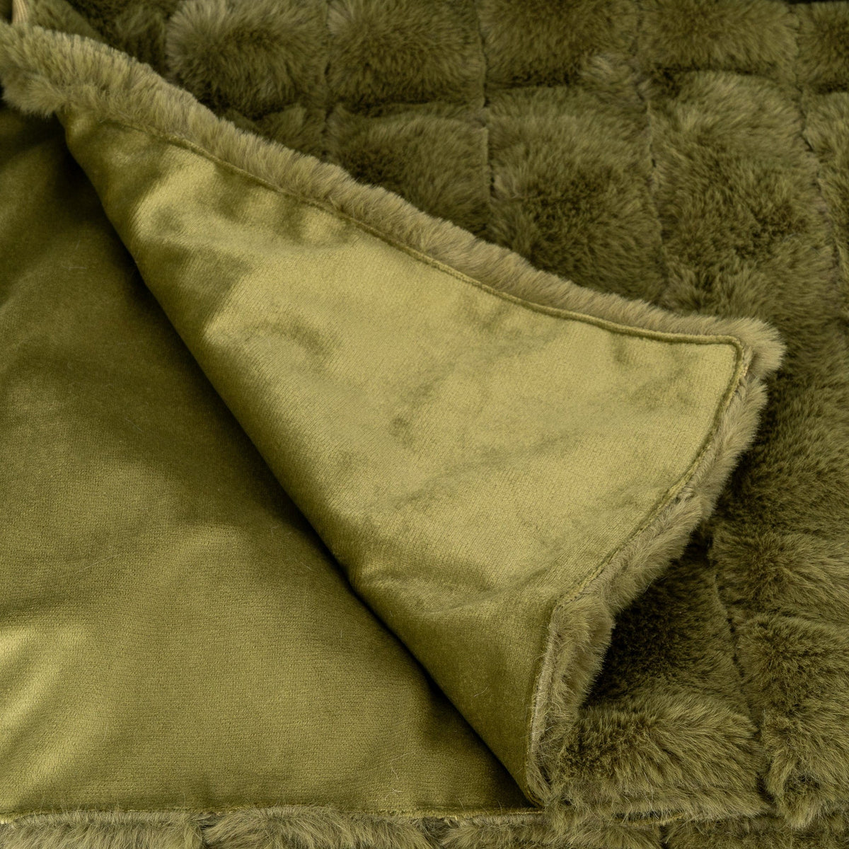 Throw - Faux Fur Olive Green
