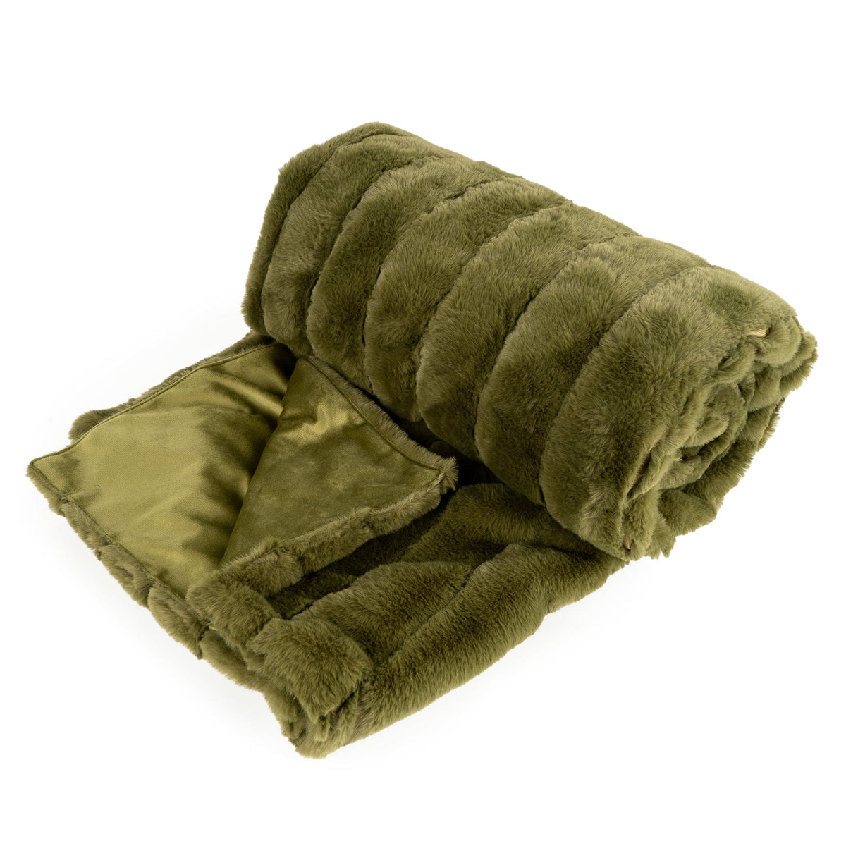 Throw - Faux Fur Olive Green