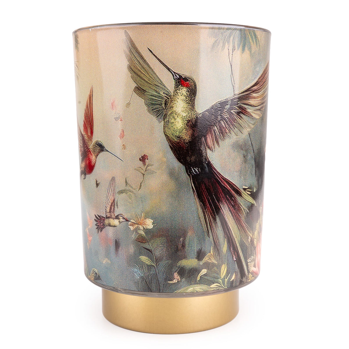 Glass LED Lantern- Hummingbird