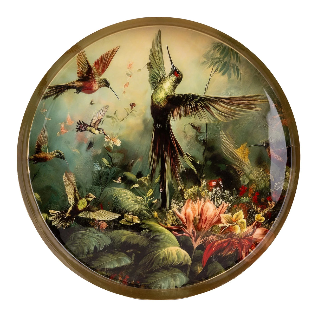 Brushed Metal Tray - Hummingbird