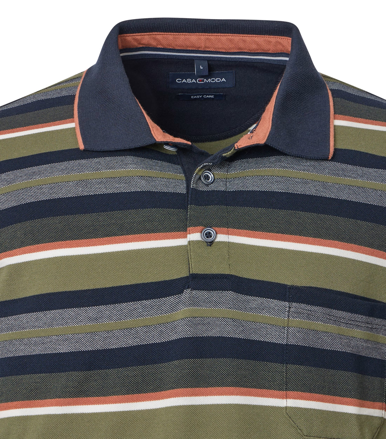 Casamoda Green Striped Polo Shirt CHECK COLOUR