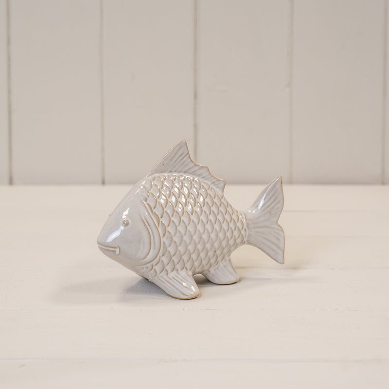 Satchville Glazed Ceramic Fish Ornament With Textured Detail
