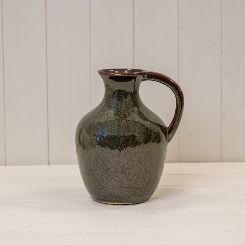 Satchville Green Ceramic Short Vase with Handle