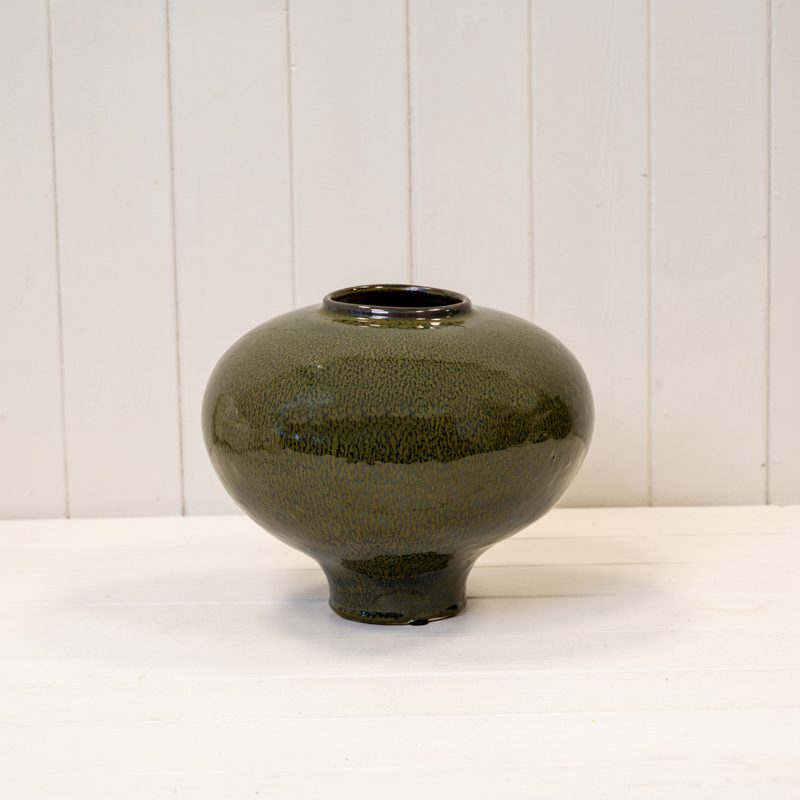 Satchville Green Ceramic Round Vase