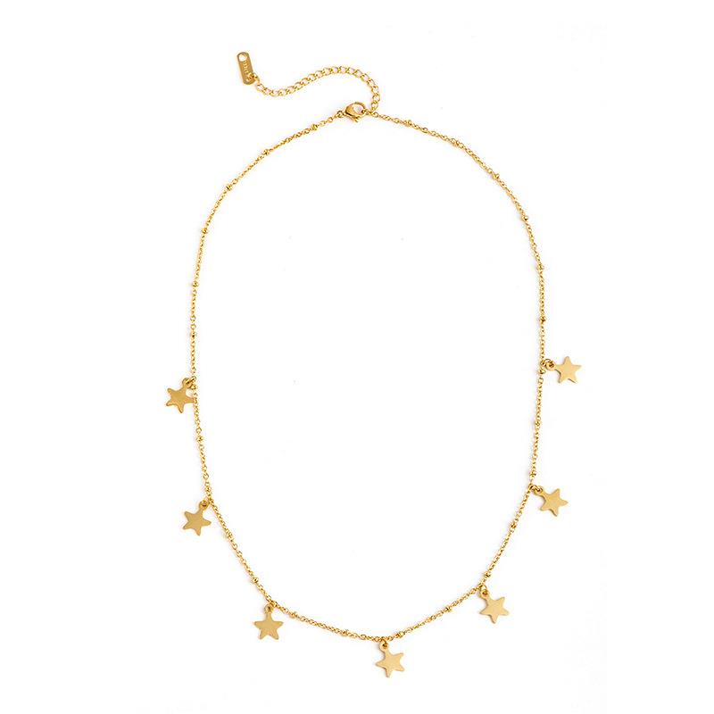 White Leaf Gold Star Charm Necklace