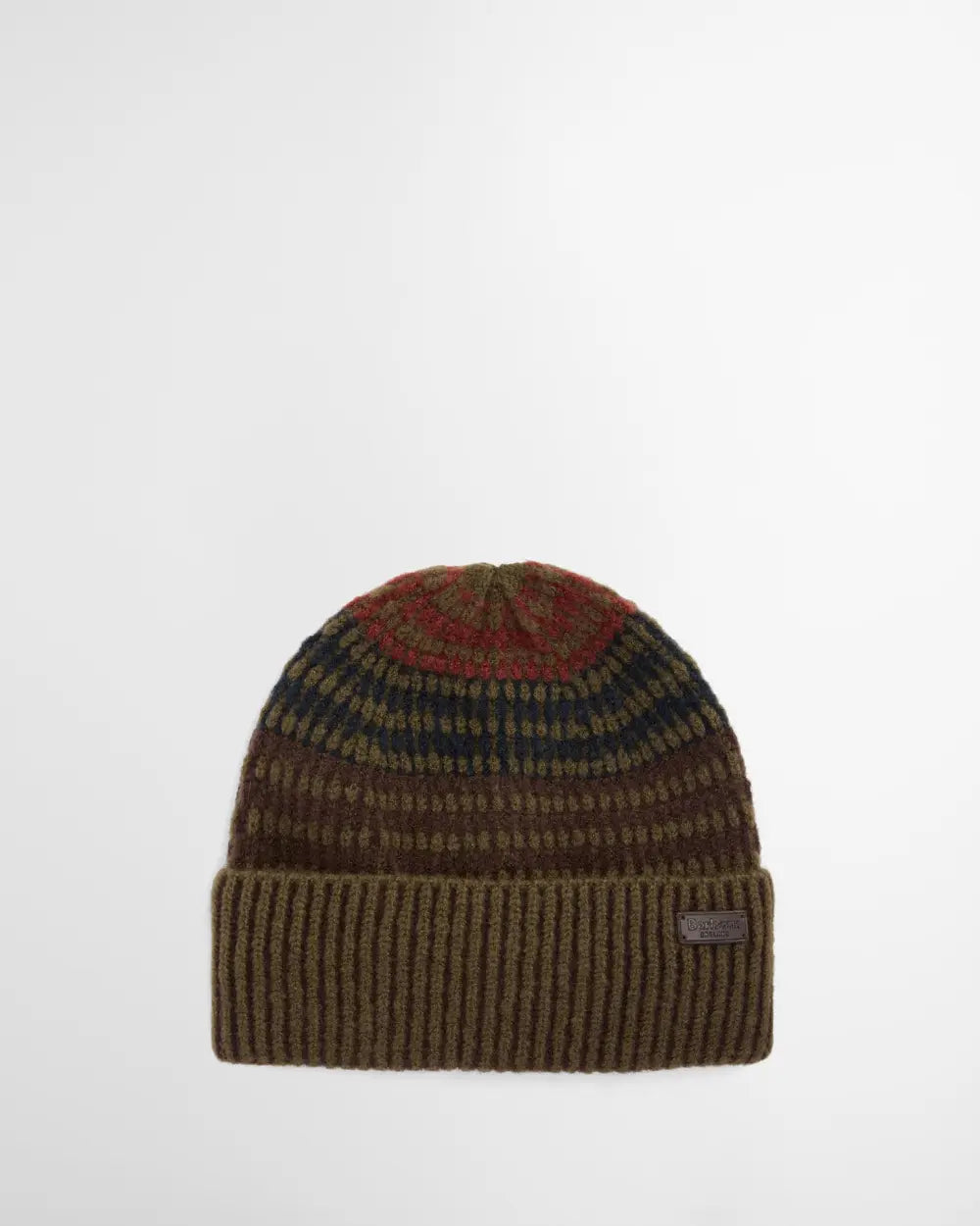 Barbour Harray Beanie Hat - Olive/Fired Brick