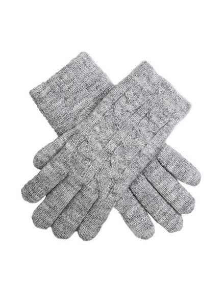 Dents Dove Grey Cable Knit Gloves