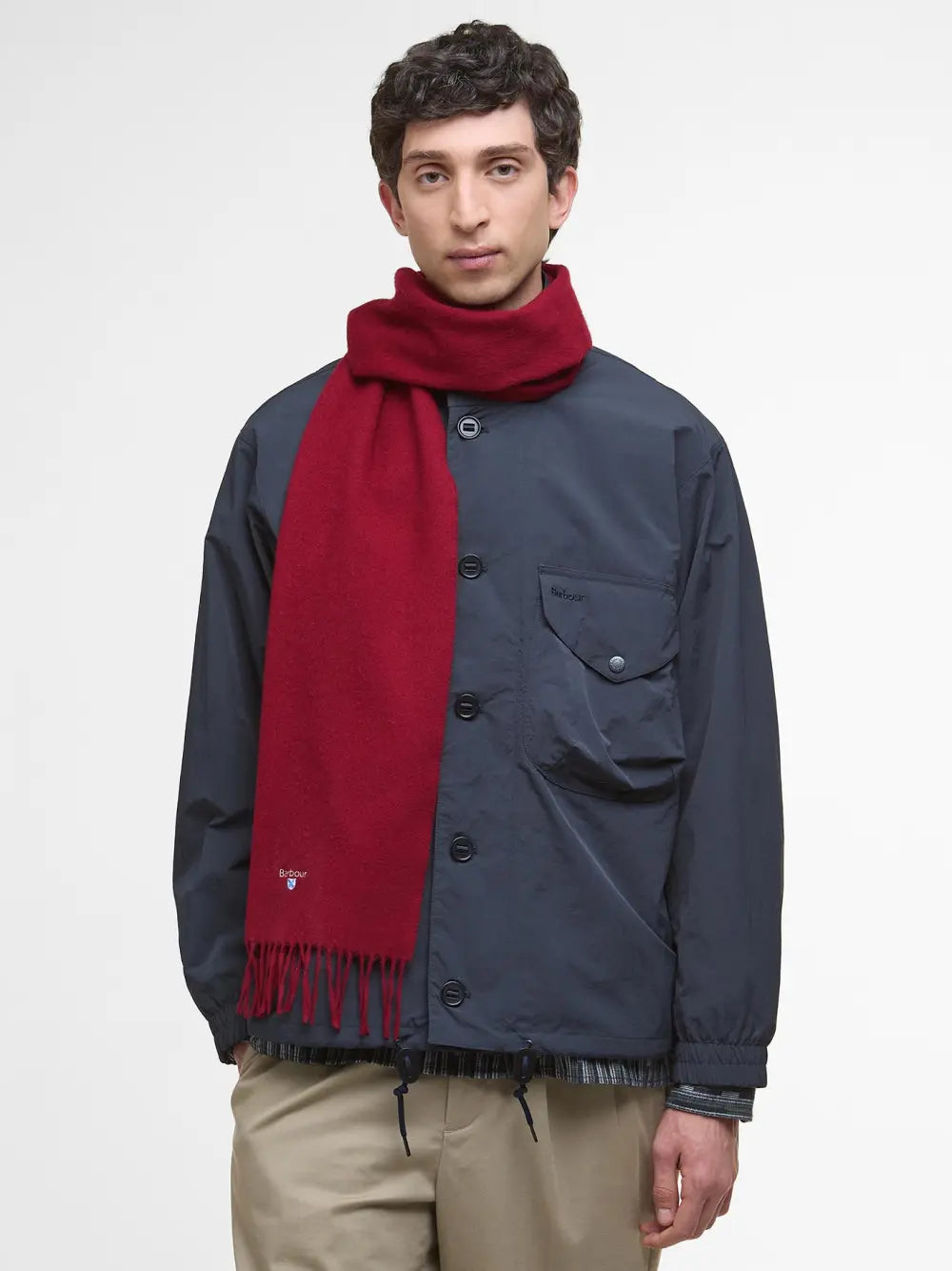 Barbour Plain Lambswool Scarf - Biking Red