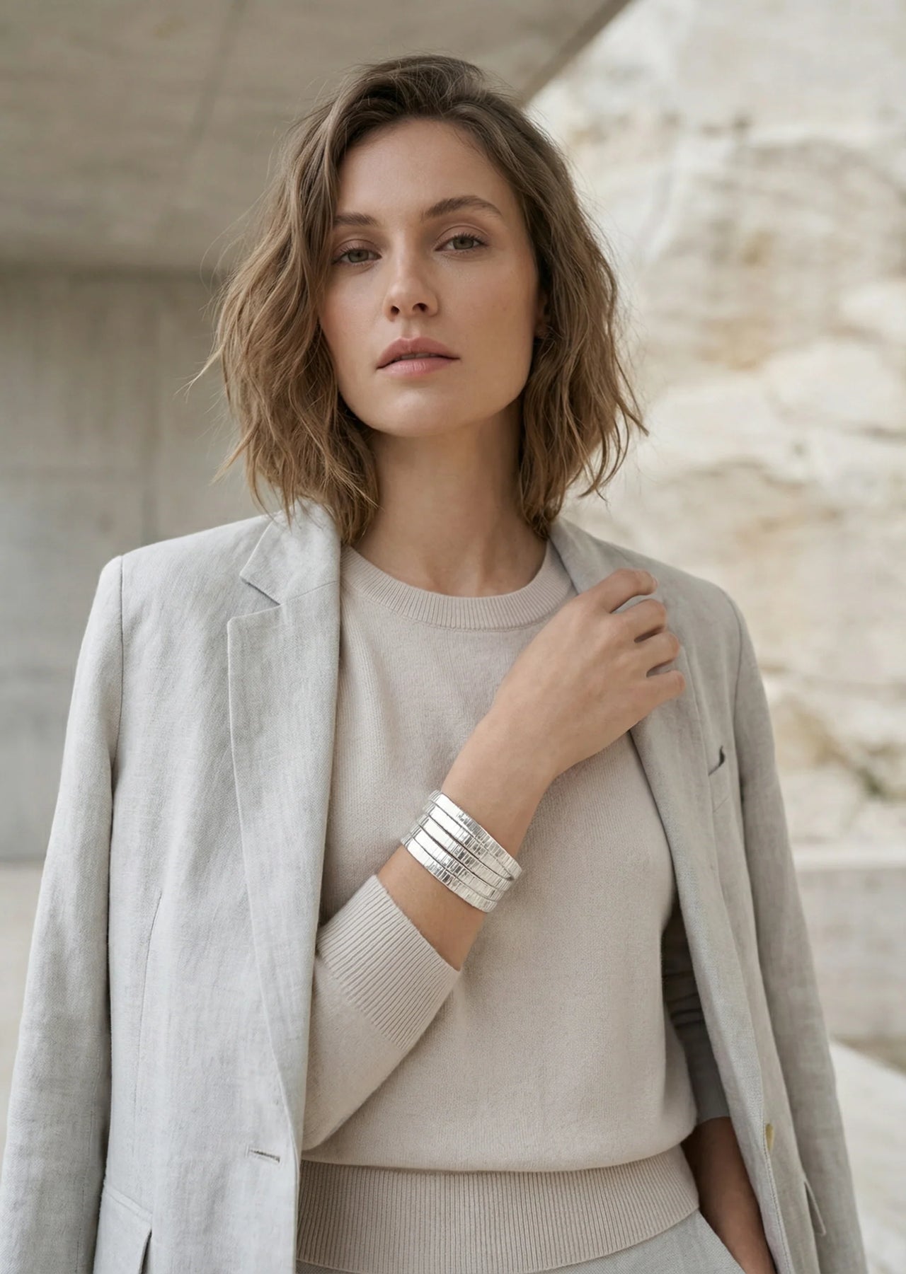 Envy Silver Five Layers Snake Bracelet