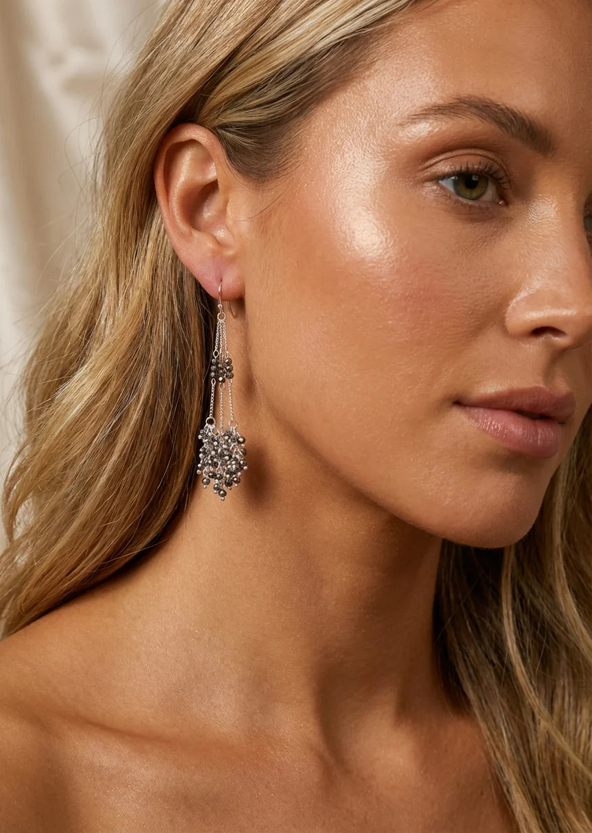 Envy Silver crystal dropper earrings