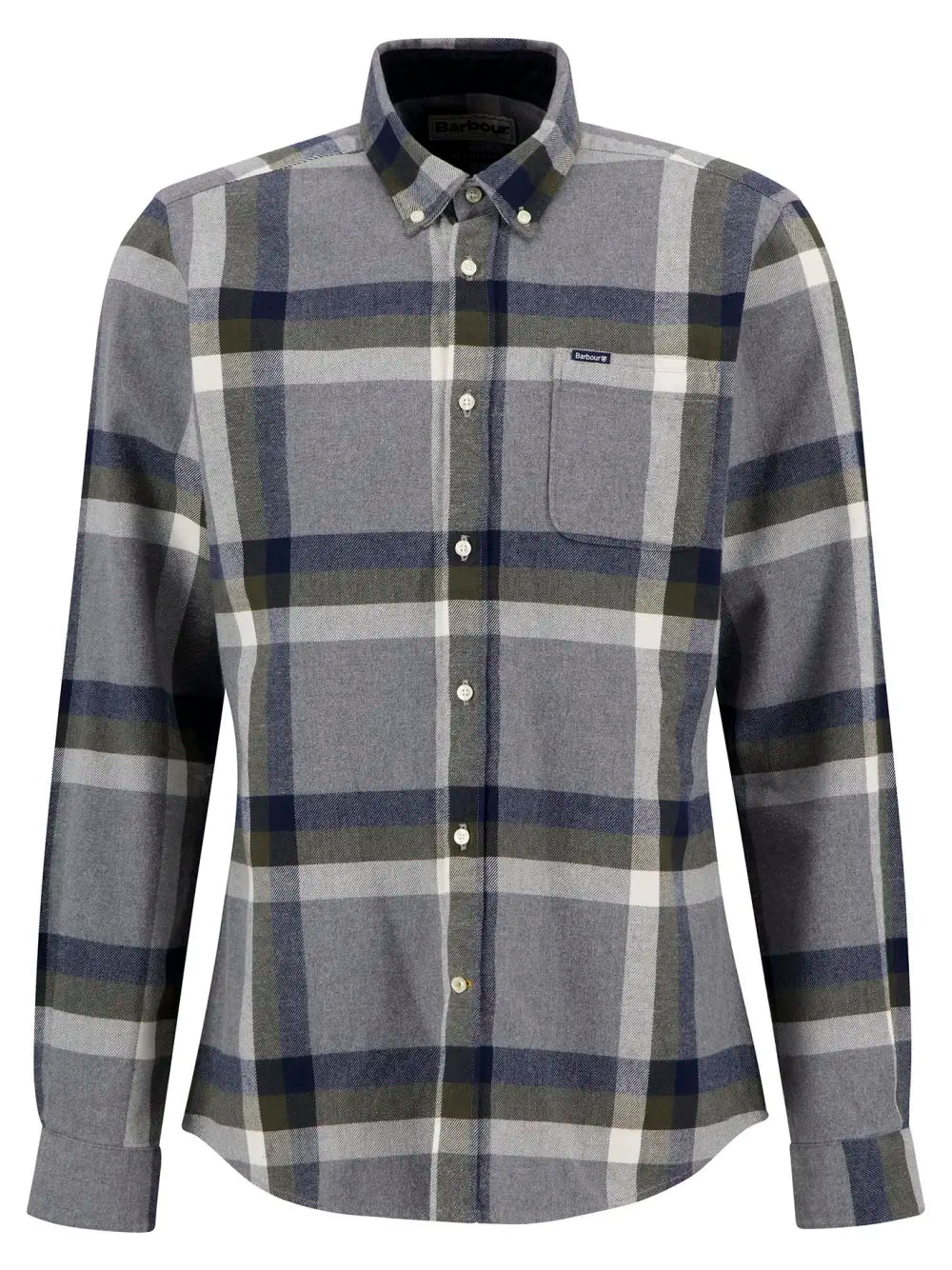 Barbour Folley Tailored Checked Shirt - Light Grey Marl