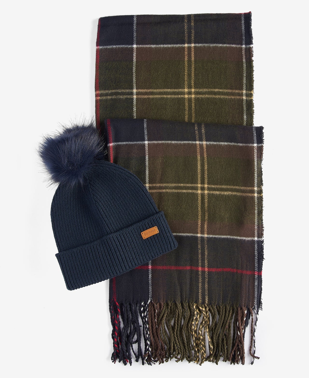 Barbour Dover Beanie & Hailes Scarf Gift Set - Hessian Tartan