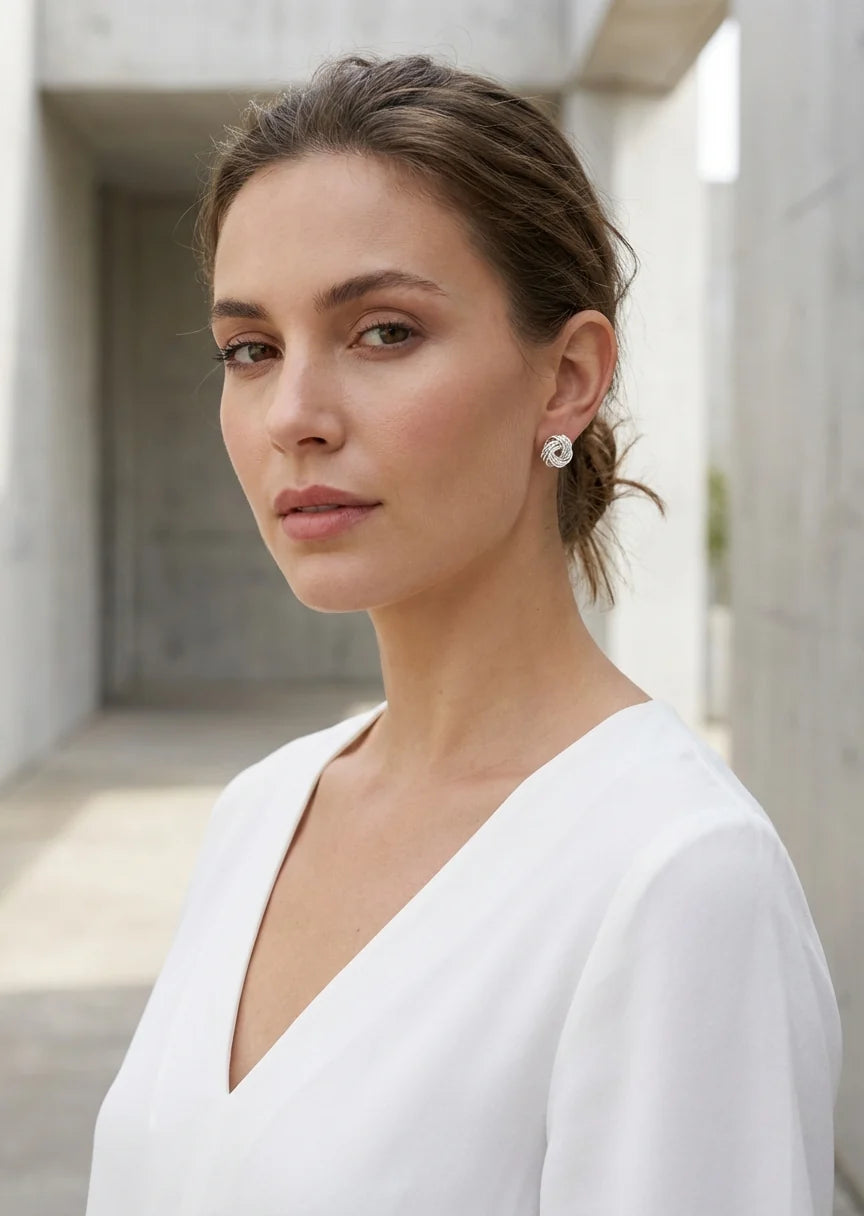 Envy Silver knot stud earring