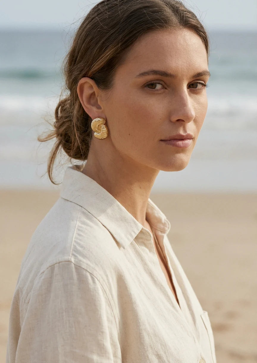 Envy Gold Fossil Design Earrings