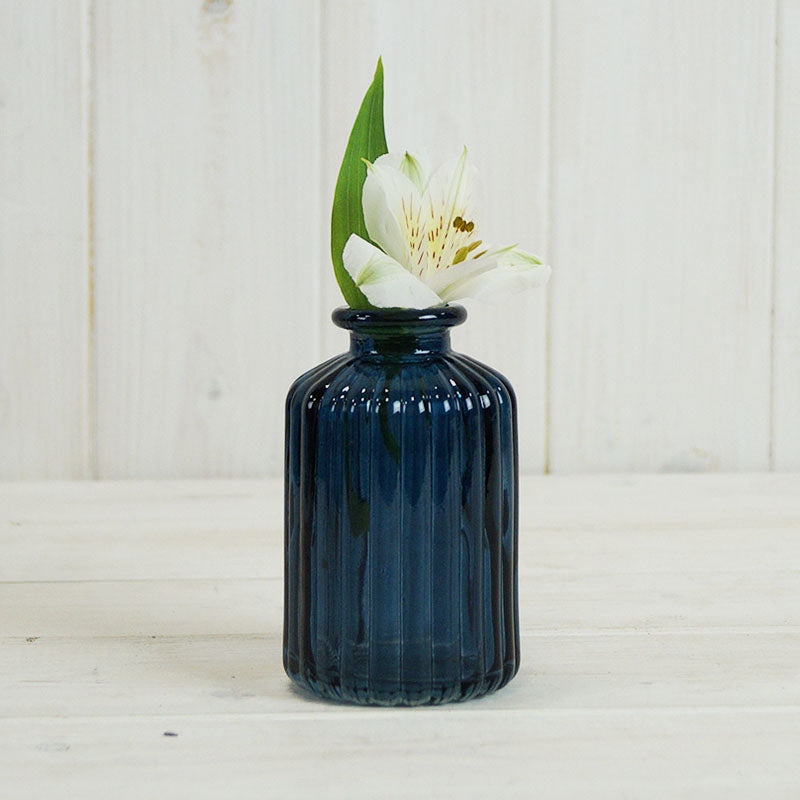 Satchville Blue Ribbed Glass Bottle 10cm