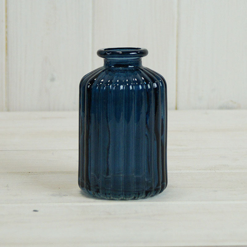 Satchville Blue Ribbed Glass Bottle 10cm