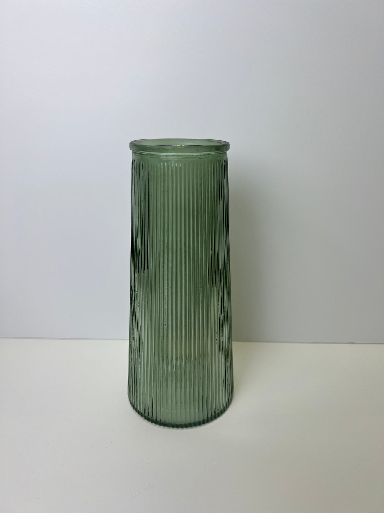 Satchville Vintage Green Tall Ribbed Vase