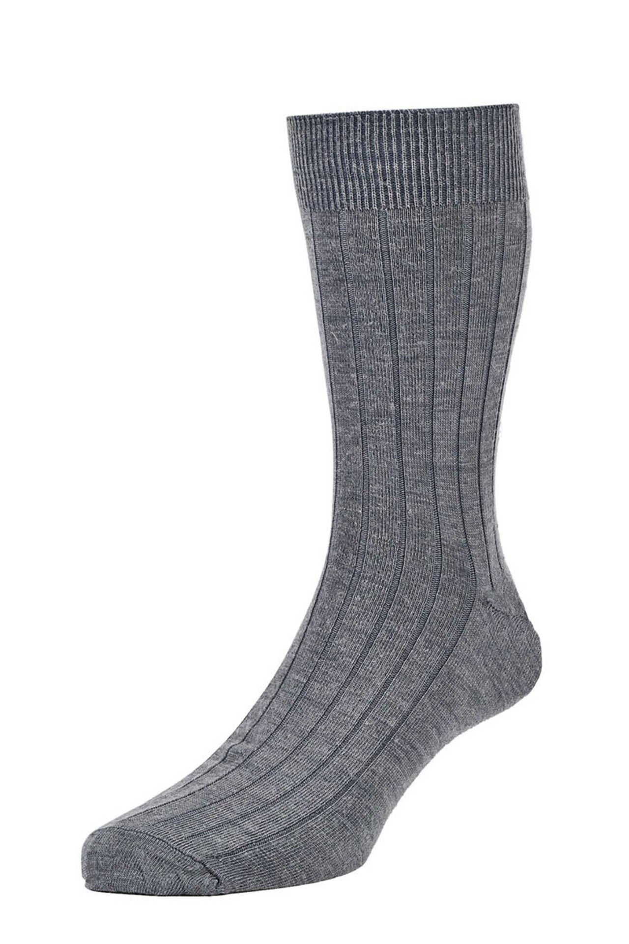 HJ Hall 2 Pair Broad Knit Wool Rich Grey Socks
