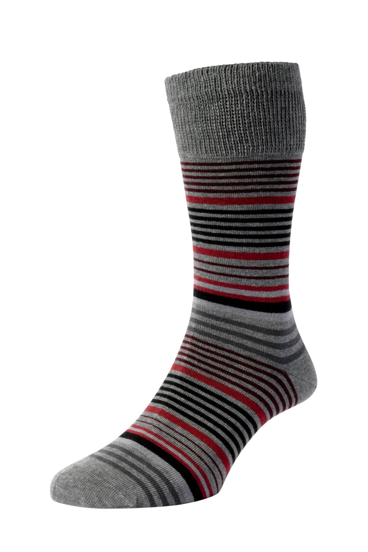 HJ Hall Graduated Stripe Comfort Socks - Grey